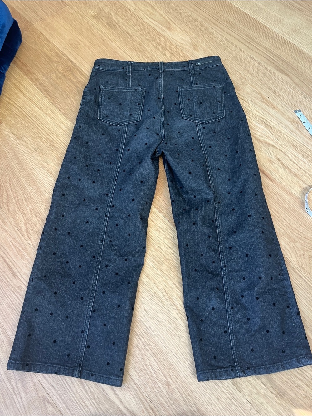 Pilcro Women’s High Rise Cropped Wide Leg Jeans-Black polka dot size 31 - Picture 5 of 10